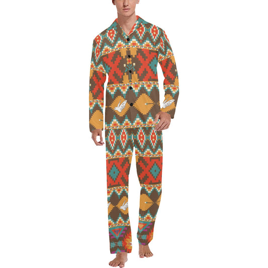 Native Pattern Print Design A01 Men's Long Pajama Set