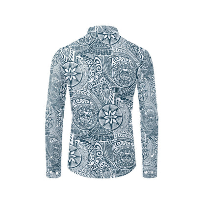 Samoan Pattern Print Design LKS306 Men's Long Sleeve Dress Shirt