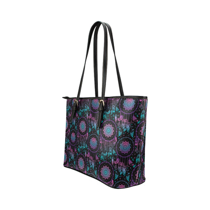 Dream catcher boho mandala Leather Tote Bag