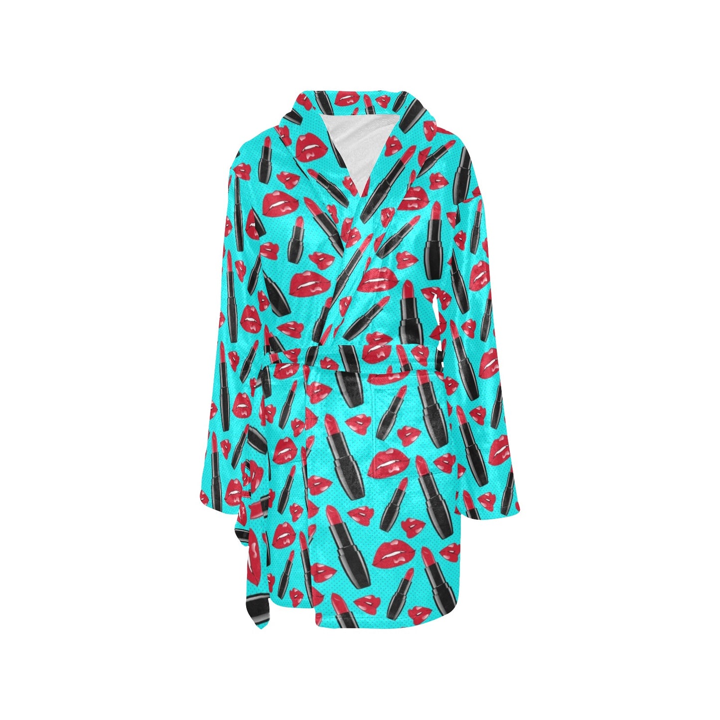 Lipstick Pattern Print Design LT02 Women's Fleece Robe
