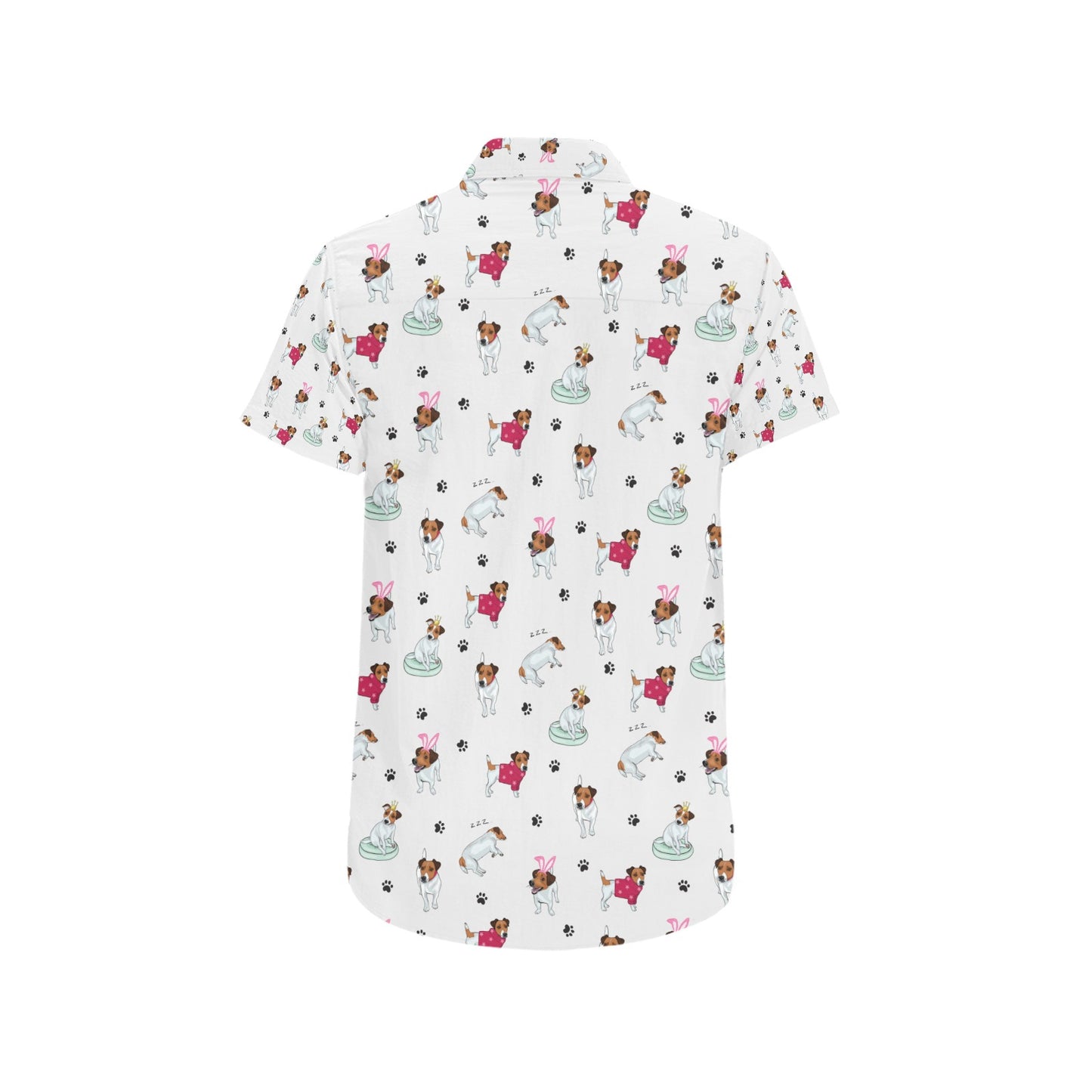 Russell Terriers Print Design LKS308 Men Short Sleeve Button Up Shirt