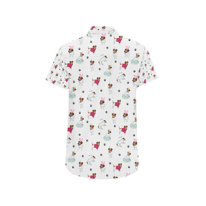 Russell Terriers Print Design LKS308 Men Short Sleeve Button Up Shirt