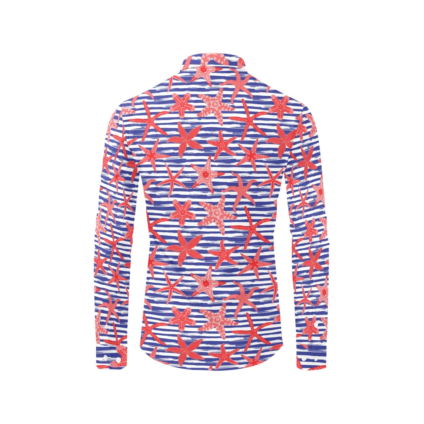 Starfish Print Design LKS401 Men's Long Sleeve Dress Shirt