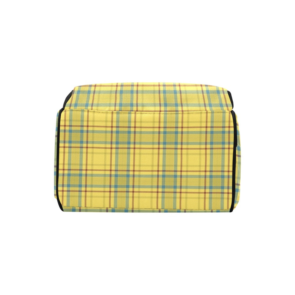 Tartan Yellow Print Design LKS301 Diaper Bag Backpack