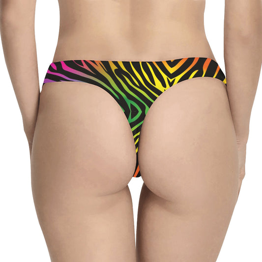 Rainbow Zebra Themed Print Women's Thongs