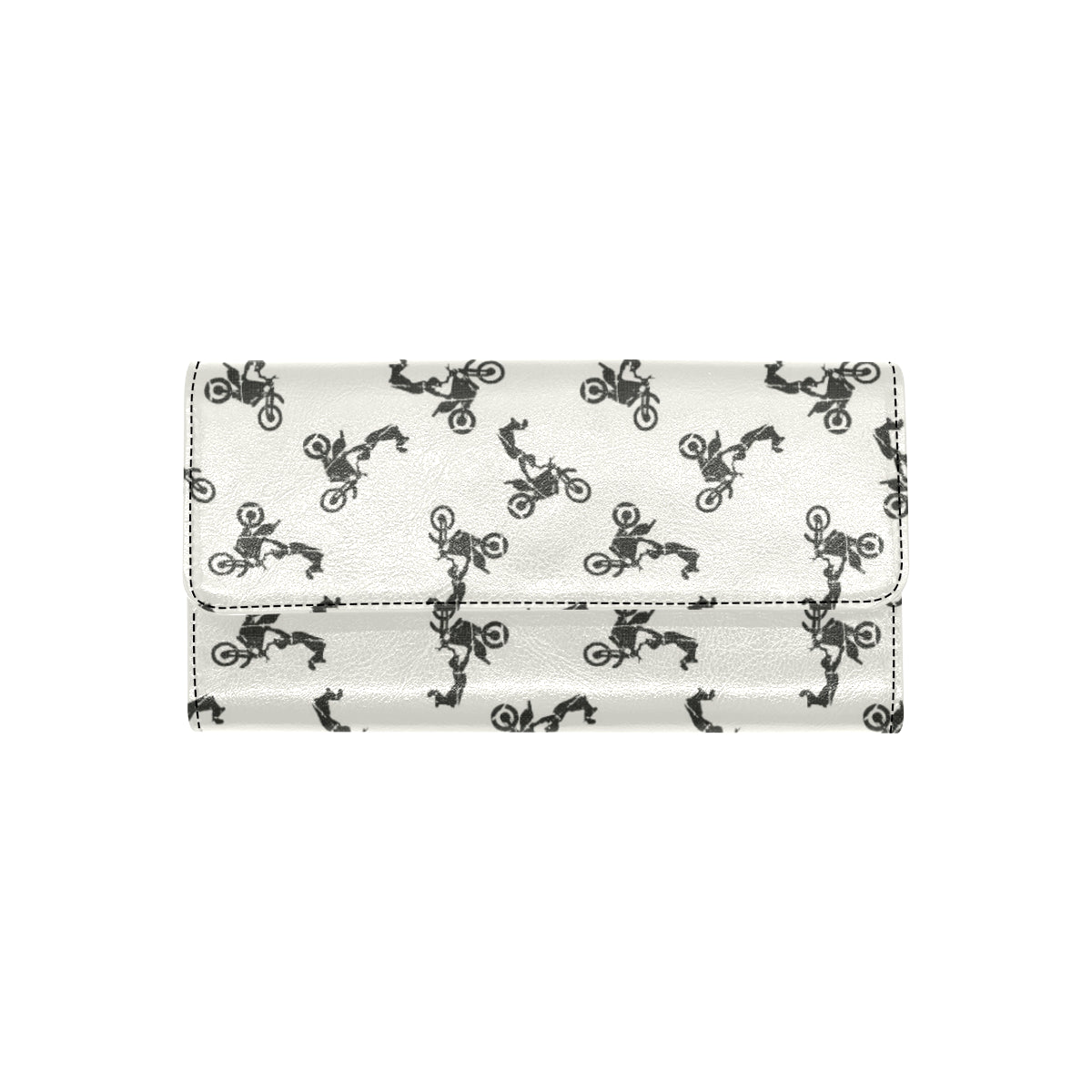 Motocross Pattern Print Design 03 Women's Trifold Wallet