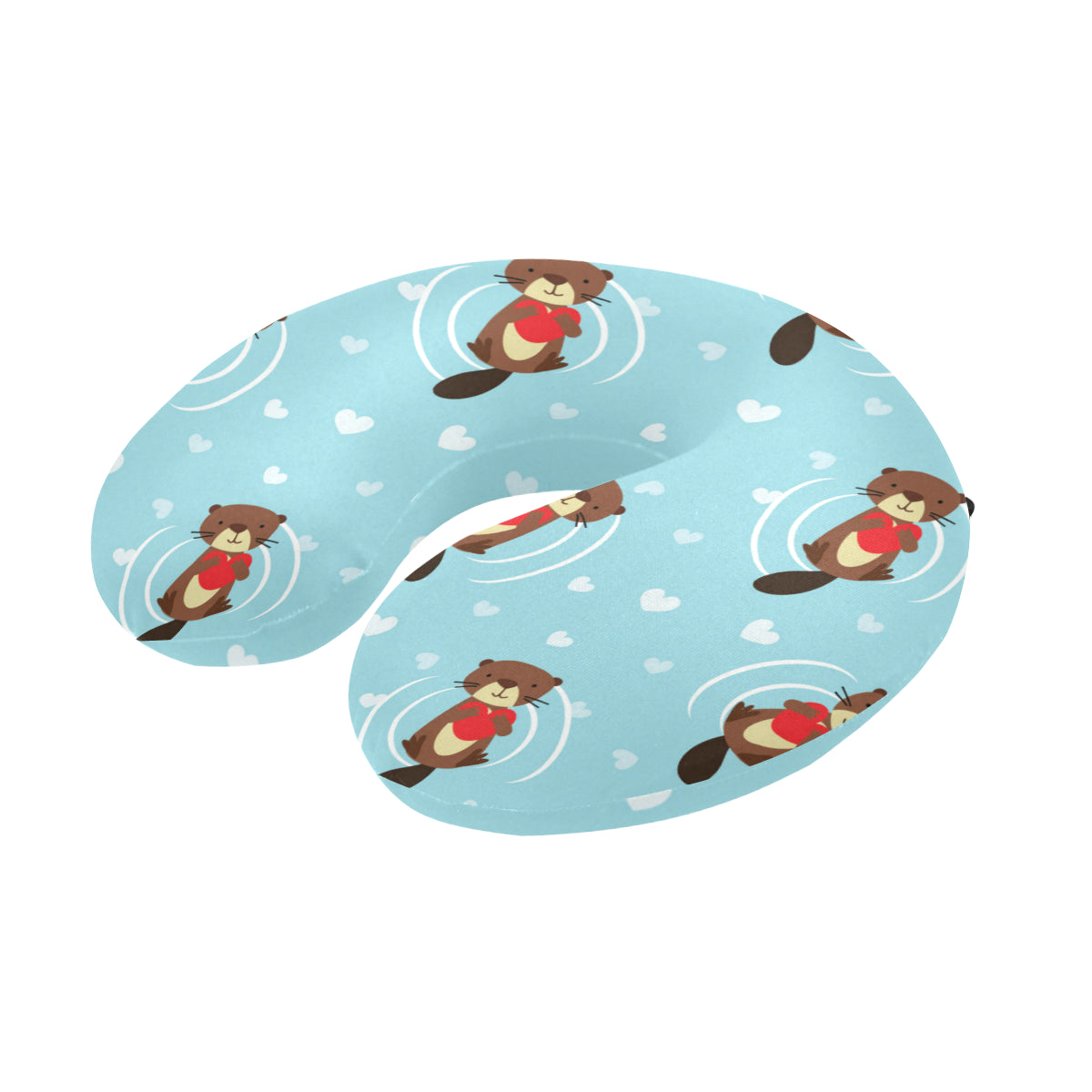 Sea Otter Cute Pattern Print Design 04 U-Shaped Travel Neck Pillow