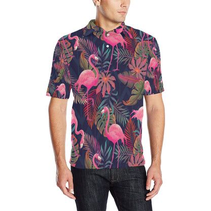 Flamingo Tropical Pattern Men Polo Shirt