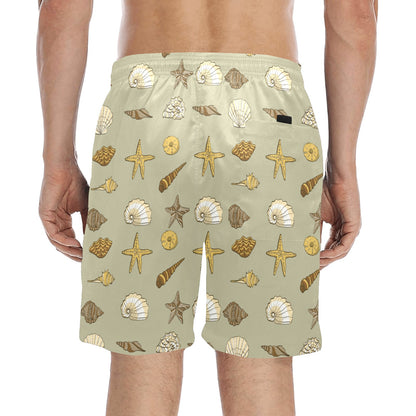 Seashell Beach Print Design LKS303 Men's Swim Trunks Beach Shorts
