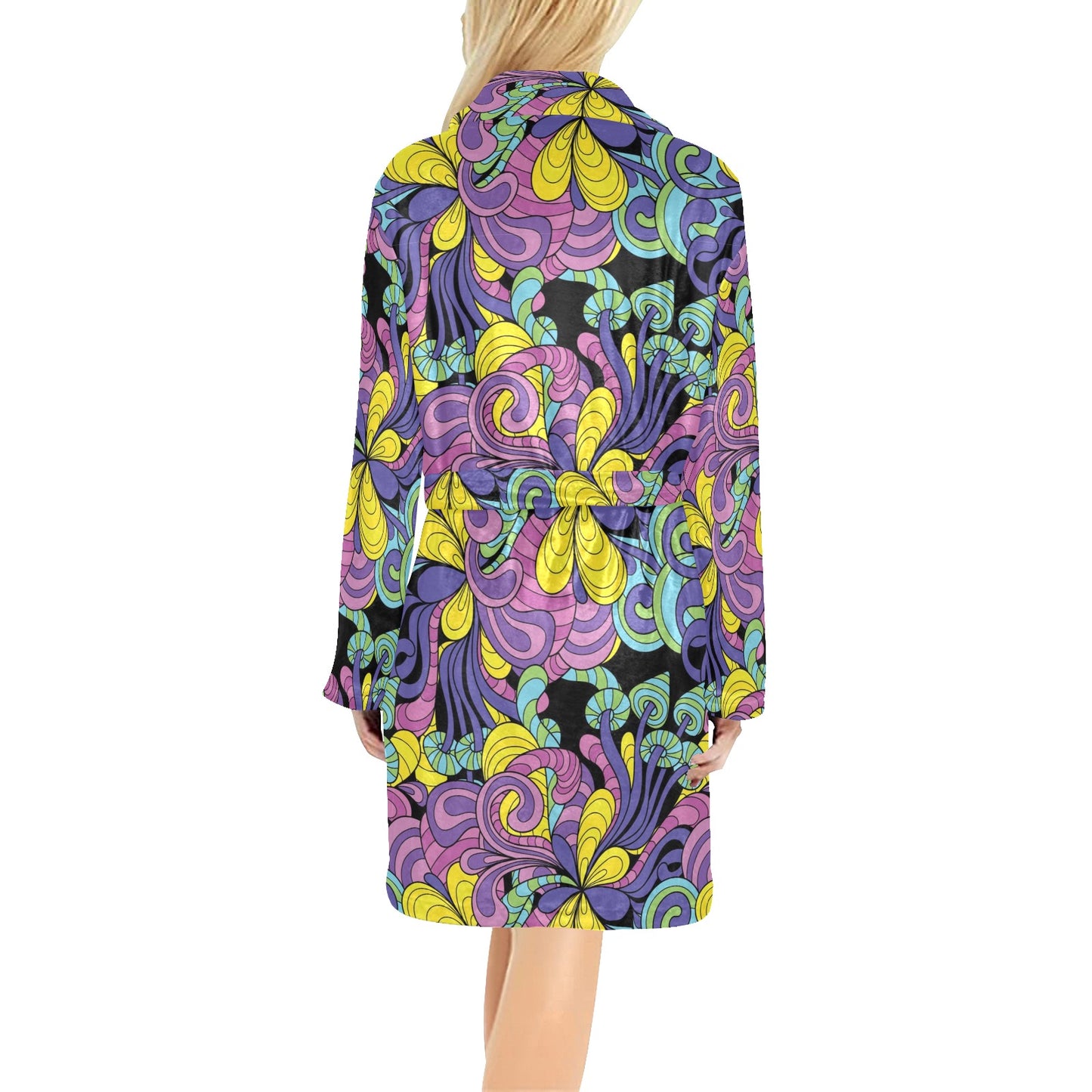 Psychedelic Pattern Print Design A04 Women's Fleece Robe