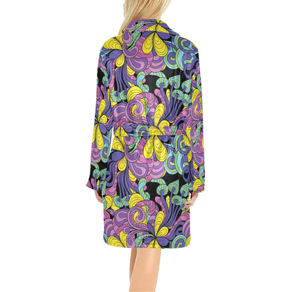 Psychedelic Pattern Print Design A04 Women's Fleece Robe
