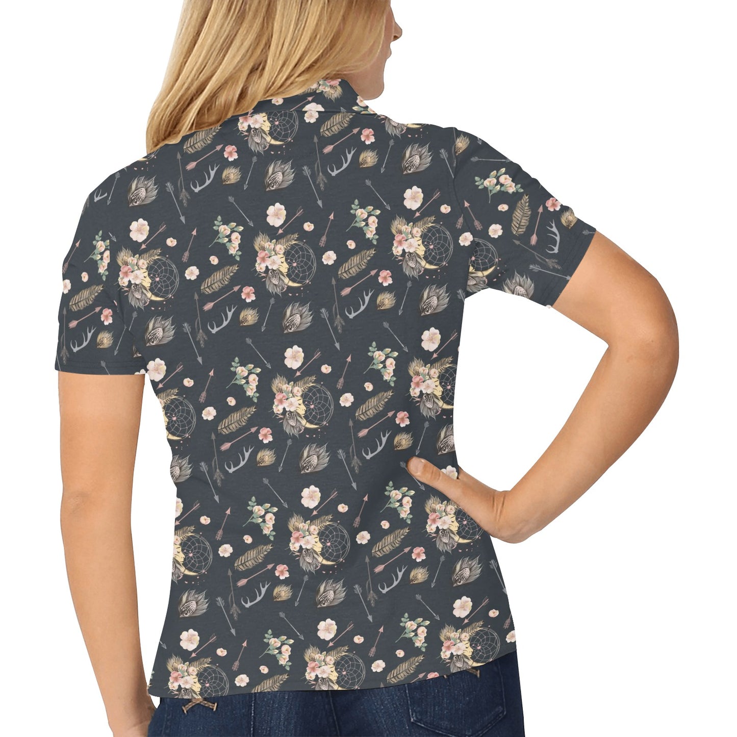 Bohemian Pattern Print Design 09 Women's Polo Shirt