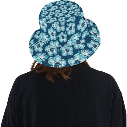 Blue Hibiscus Pattern Print Design HB011 Unisex Bucket Hat