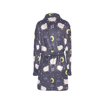 Sheep Night Pattern Print Design 02 Women's Fleece Robe