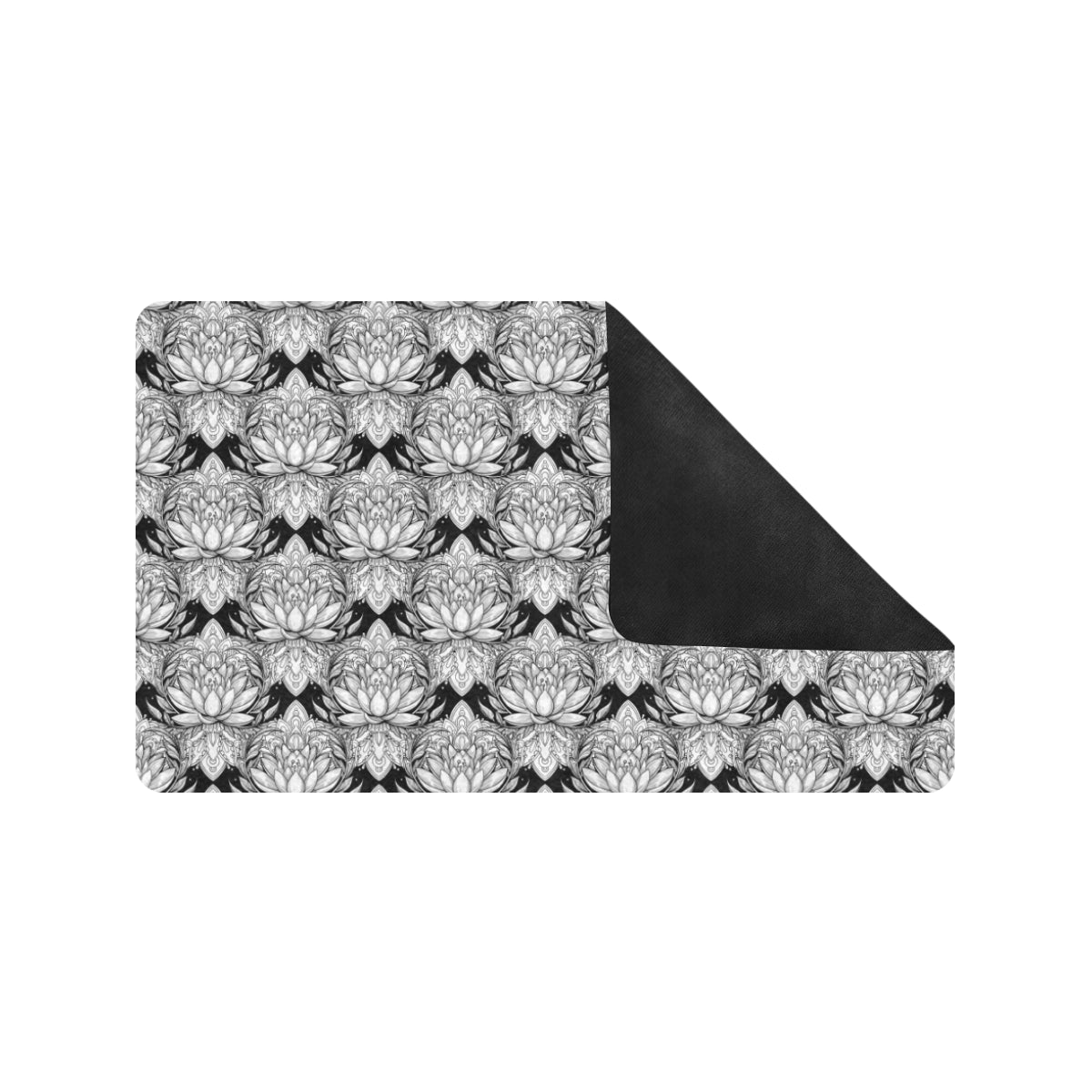 Lotus Mandala Print Pattern Rubber Doormat