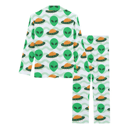 Alien UFO Pattern Print Design 04 Women's Long Pajama Set