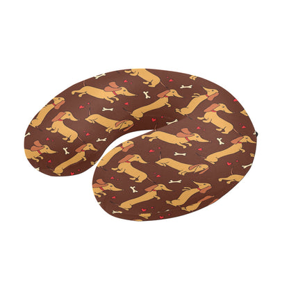 Dachshund Happy Print Pattern U-Shaped Travel Neck Pillow