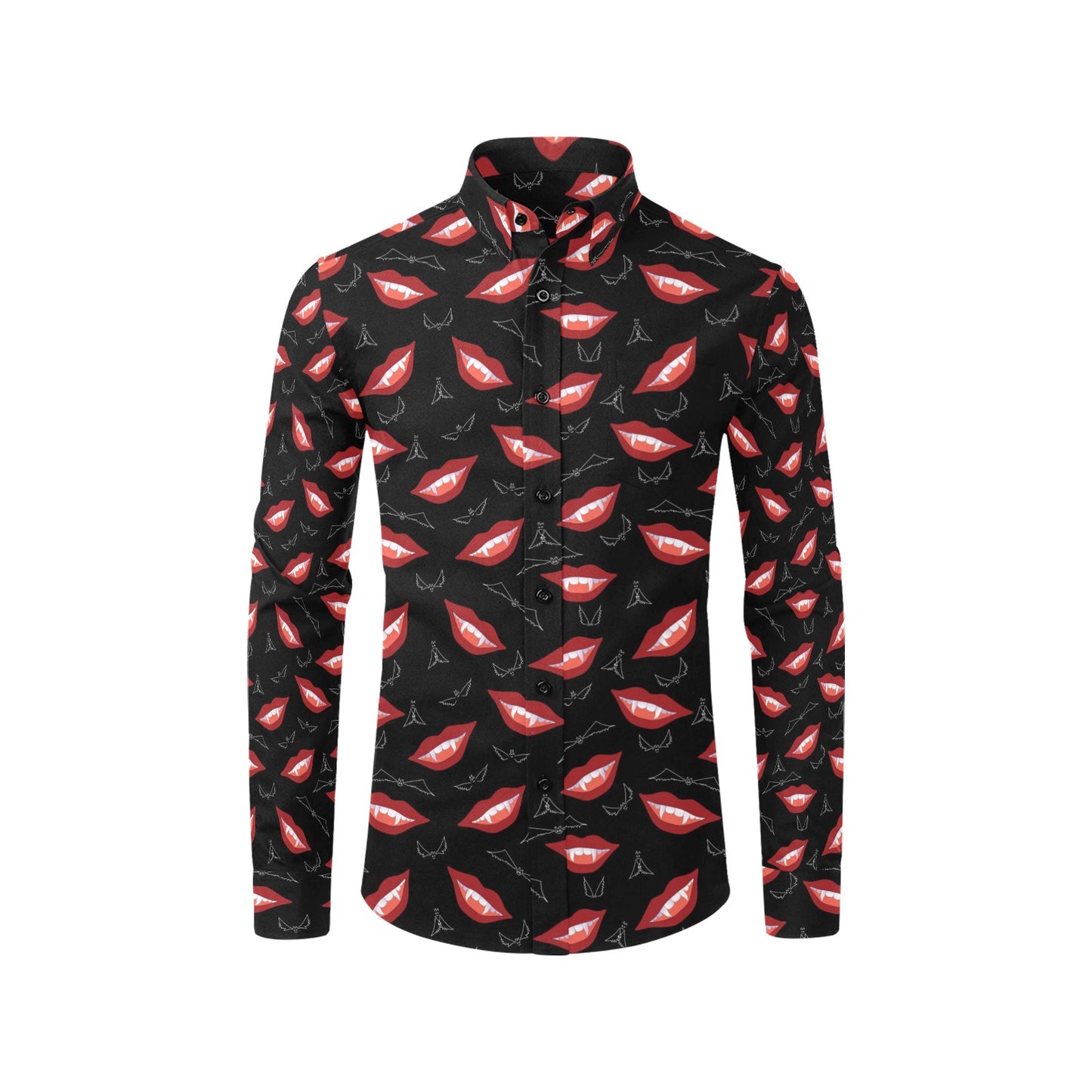 Vampire Lips Print Design LKS301 Men's Long Sleeve Dress Shirt