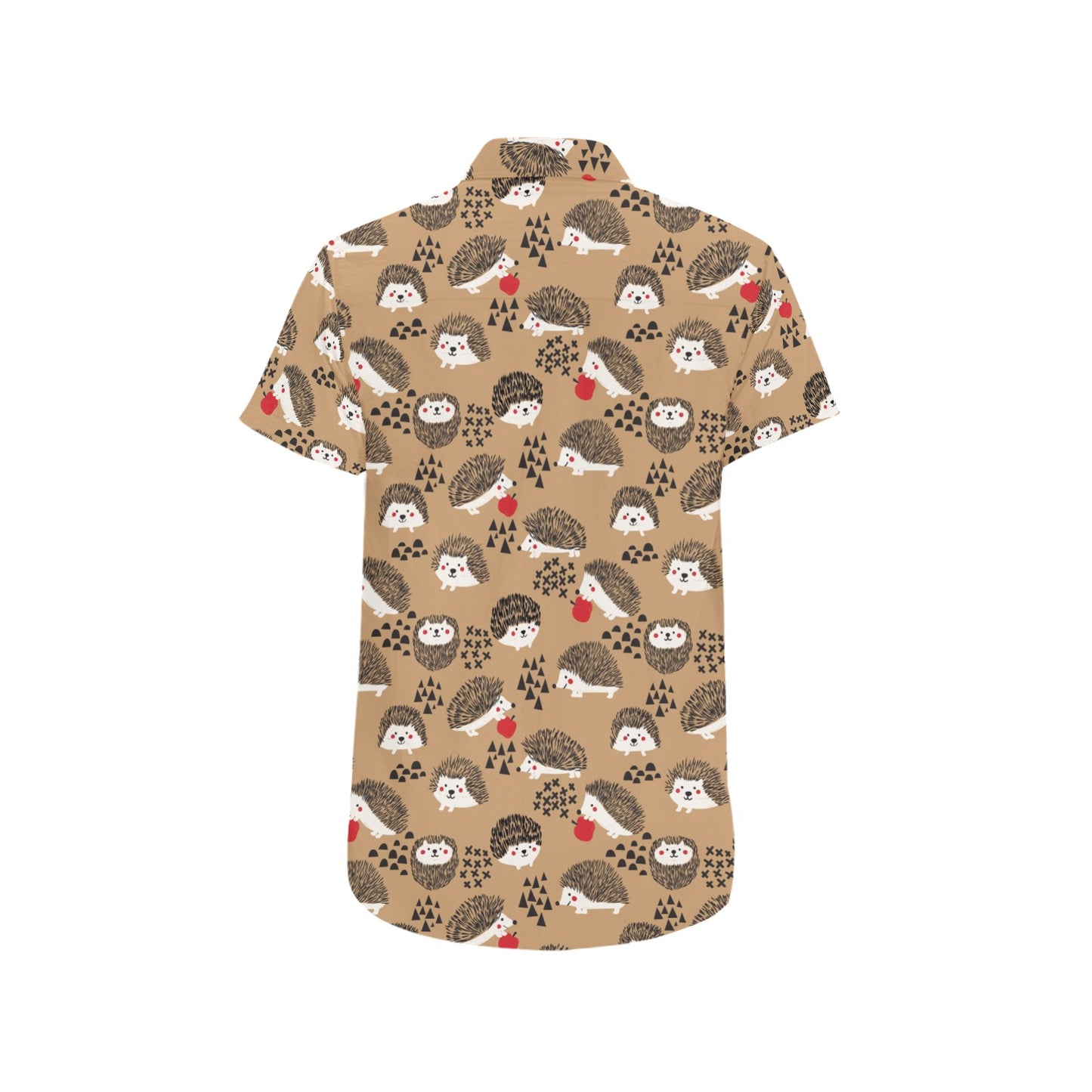Hedgehog Print Design LKS403 Men Short Sleeve Button Up Shirt