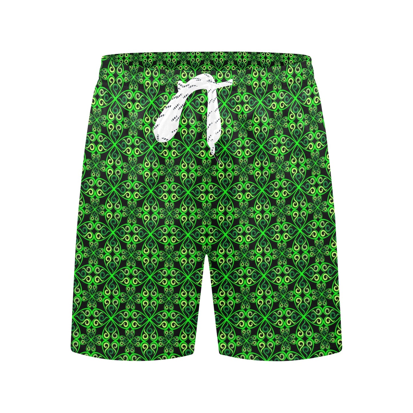 Celtic Green Neon Design Men's Swim Trunks Beach Shorts
