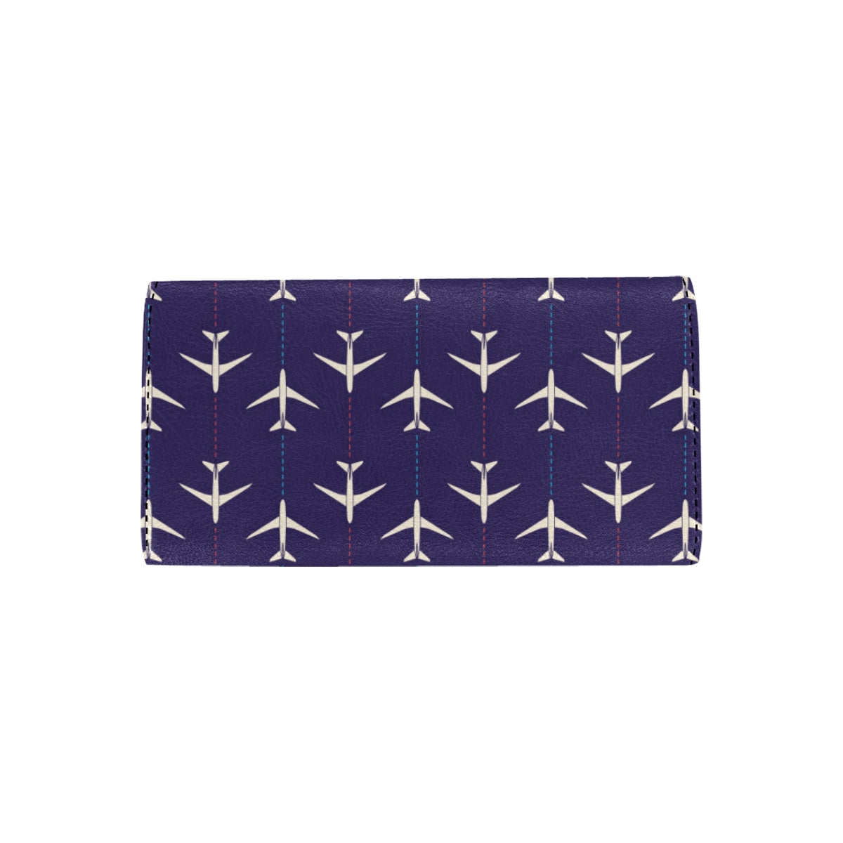 Airplane Pattern Print Design 03 Women's Trifold Wallet
