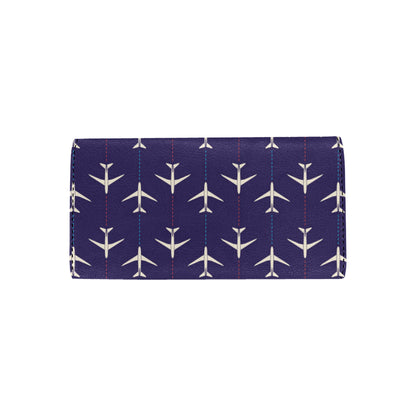 Airplane Pattern Print Design 03 Women's Trifold Wallet