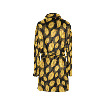 Elm Leave Summer Print Pattern Women's Fleece Robe