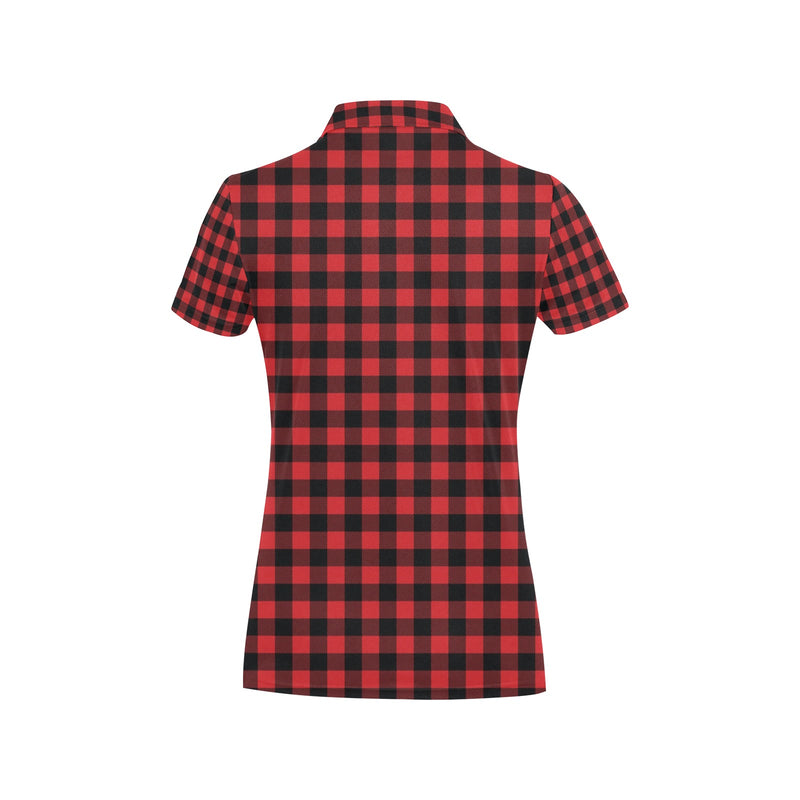 Red Black Buffalo Tartan Plaid Pattern Women's Polo Shirt