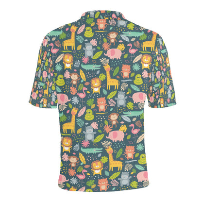 Safari Animal Cartoon Print Design LKS305 Men Polo Shirt