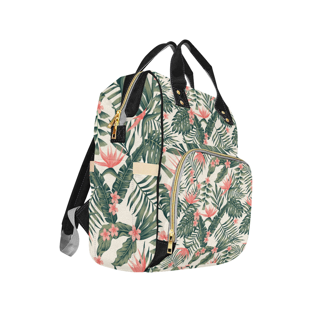 Tropical Flower Palm Leaves Diaper Bag Backpack