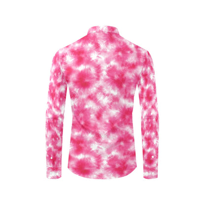 Tie Dye Pink Print Design LKS304 Men's Long Sleeve Dress Shirt