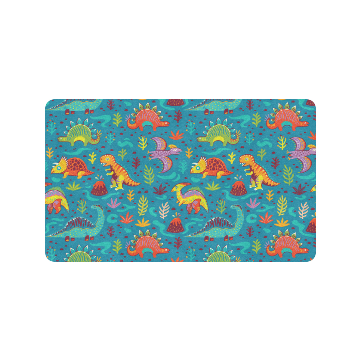 Dinosaur Cartoon Style Rubber Doormat