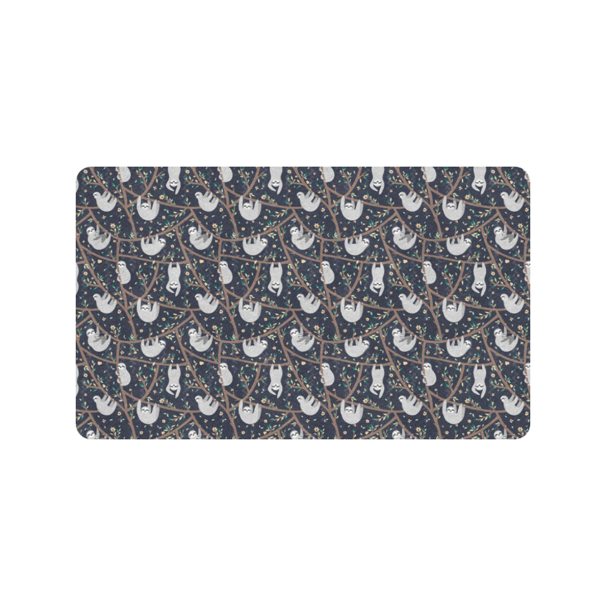Sloth Happy Design Themed Print Rubber Doormat