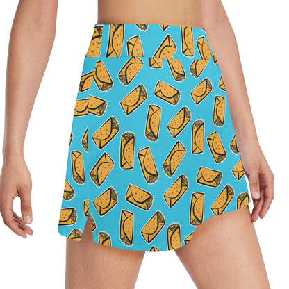 Burrito Print Design LKS301 17" Golf & Pickleball Skort with Pockets