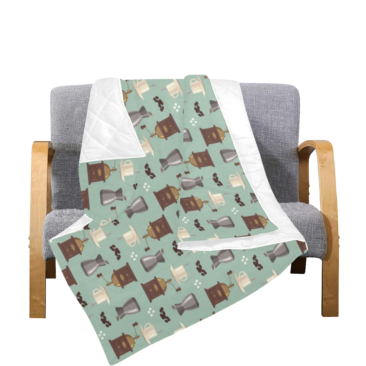 Coffee Pattern Print Design 04 Premium Quilt