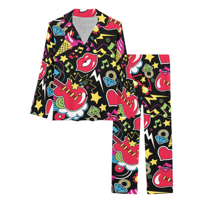 Pop Art Pattern Print Design A04 Women's Long Pajama Set