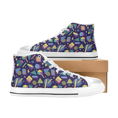 Geometric Print Design LKS401 Men's High Top Canvas Shoes