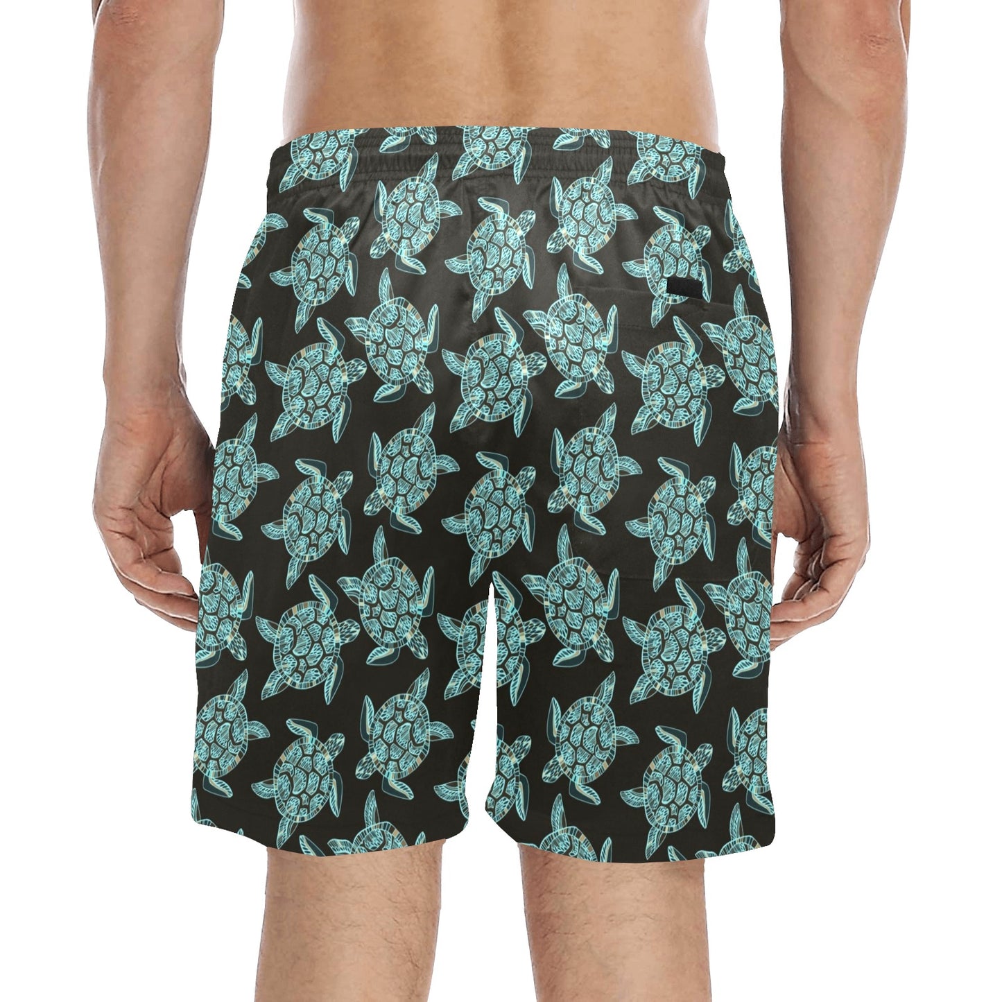 Sea Turtle Print Design LKS302 Men's Swim Trunks Beach Shorts