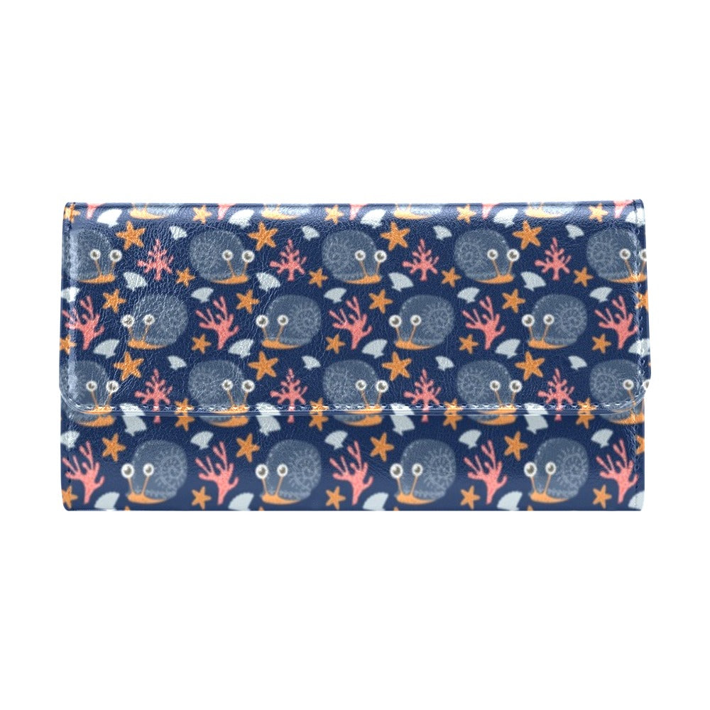 Snail Print Design LKS402 Women's Trifold Wallet
