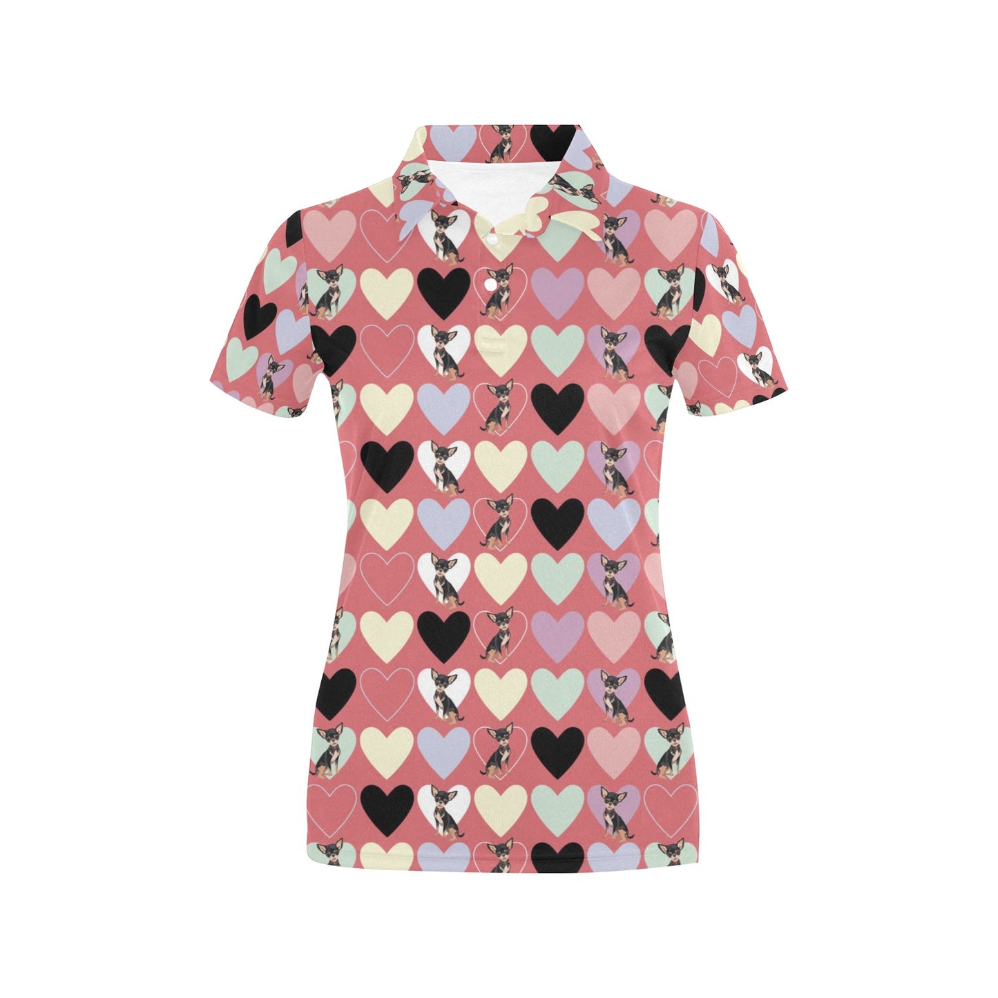 Chihuahua Pattern Print Design 01 Women's Polo Shirt