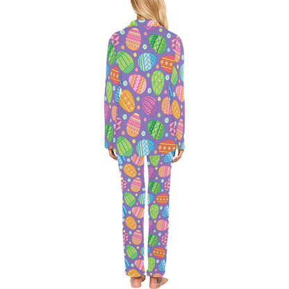 Easter Eggs Pattern Print Design RB010 Women's Long Pajama Set