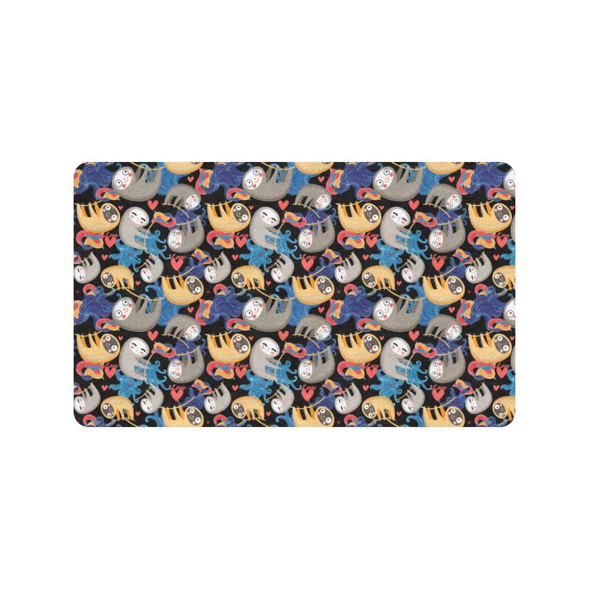 Sloth Cartoon Design Themed Print Rubber Doormat