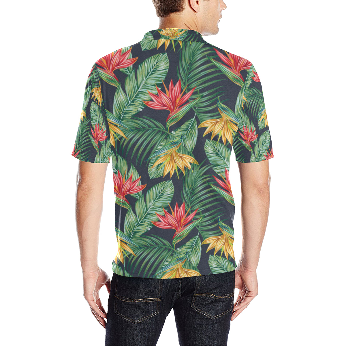 Bird Of Paradise Pattern Print Design BOP09 Men Polo Shirt