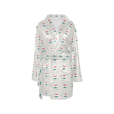 Sailboat Print Design LKS301 Women's Fleece Robe