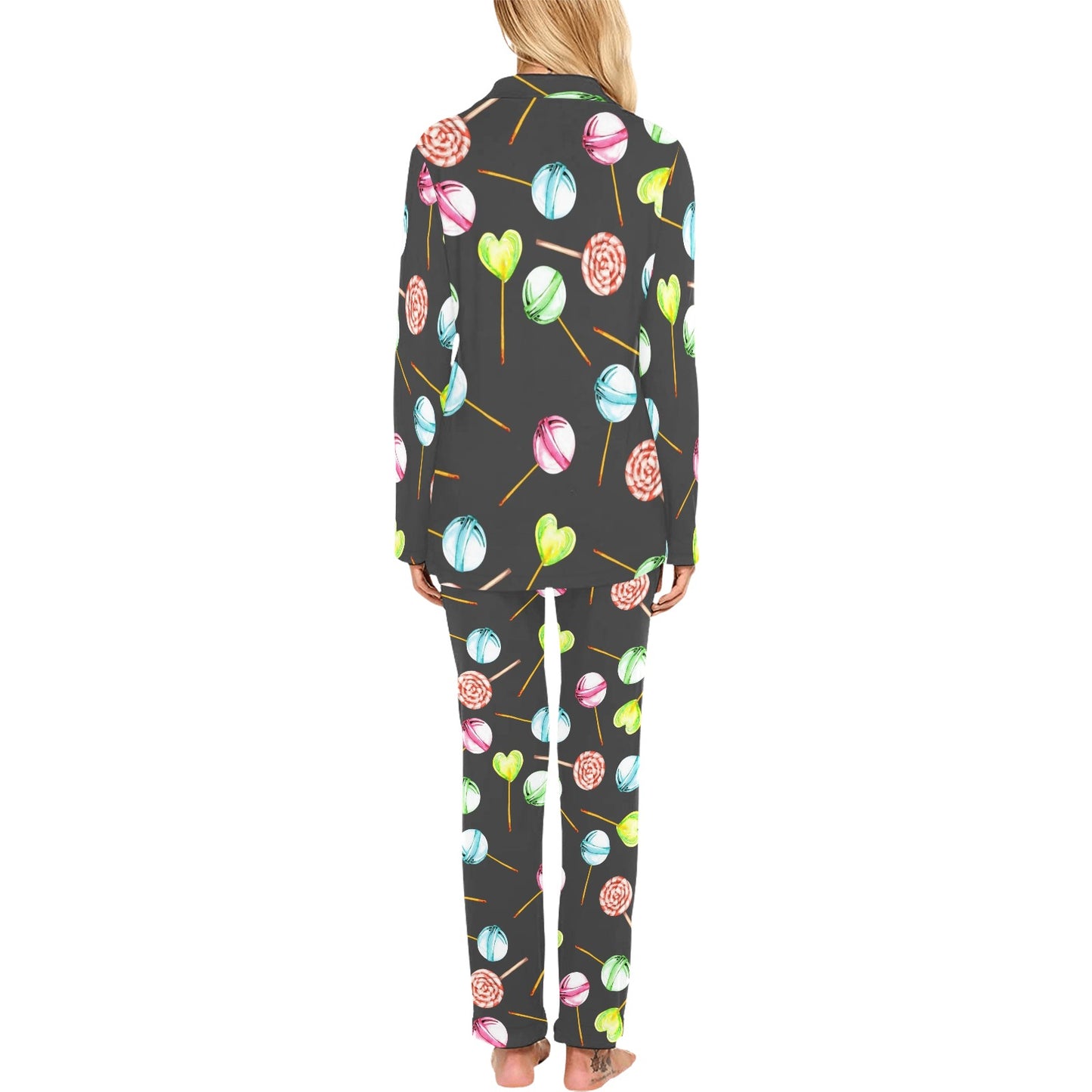 Lollipop Pattern Print Design LL02 Women's Long Pajama Set