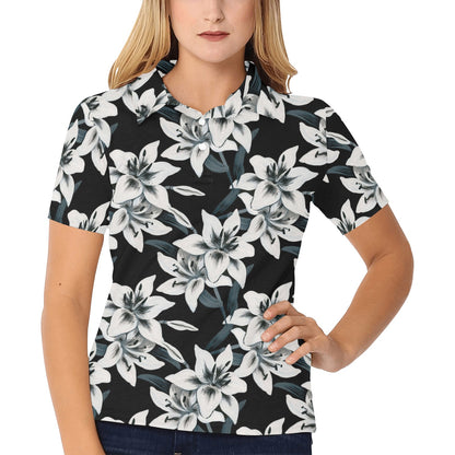 Lily Pattern Print Design 03 Women's Polo Shirt
