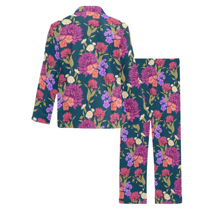 Dahlia Pattern Print Design DH01 Men's Long Pajama Set