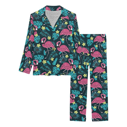 Flamingo Print Pattern Women's Long Pajama Set