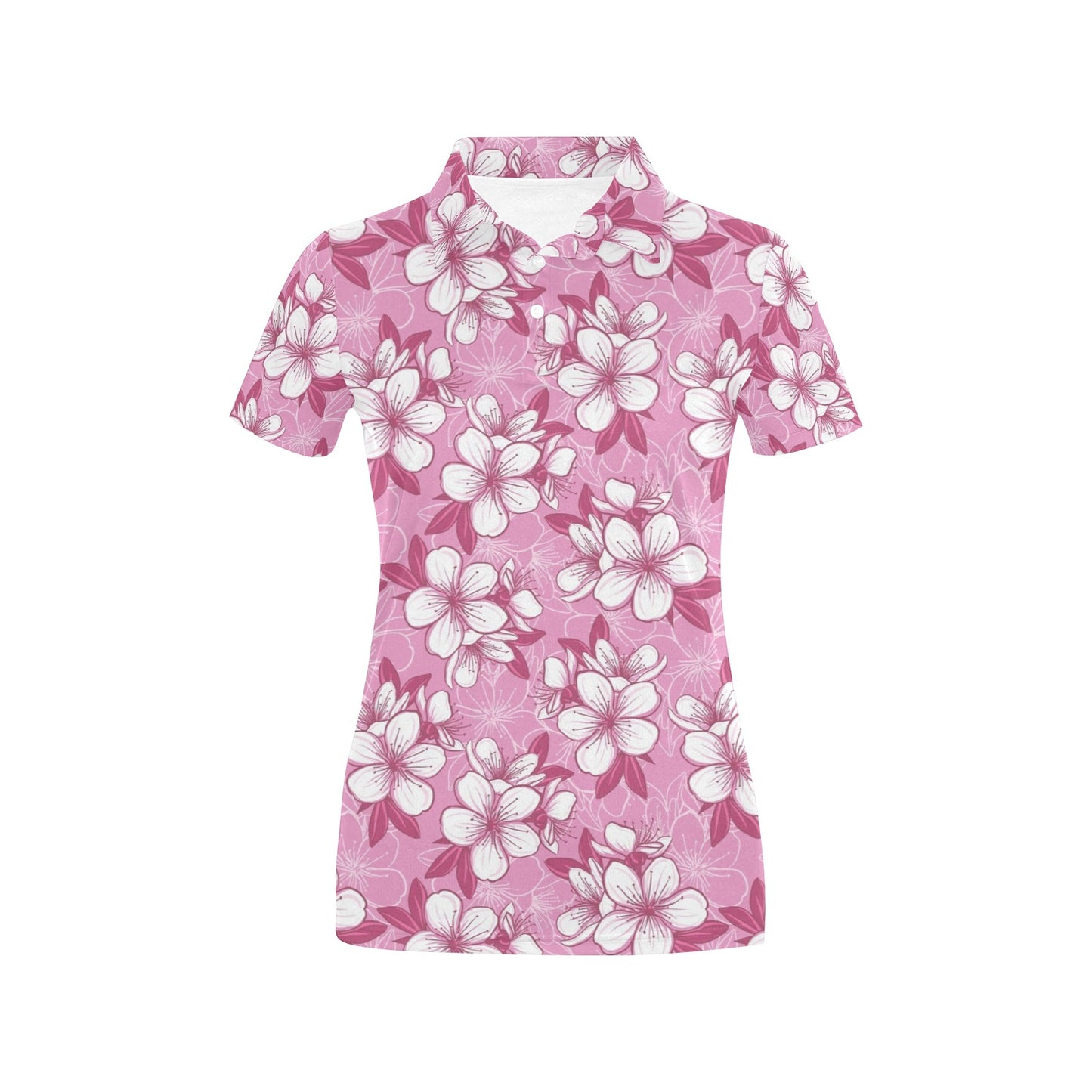 Cherry Blossom Pattern Print Design CB02 Women's Polo Shirt