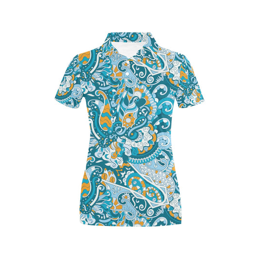 Funky Retro Pattern Print Design A03 Women's Polo Shirt